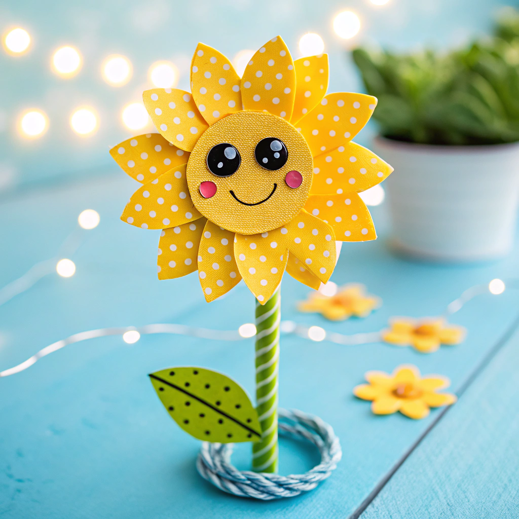 DIY Kawaii Paper Sunflower with Face
